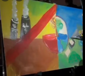 Lucrare de pictură realizată de elevi la evenimentul Ora Pământului 2026 din Constanța