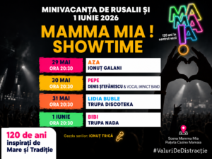 Afiș cu programul concertelor organizate în Mamaia, în perioada 29 mai – 1 iunie 2026