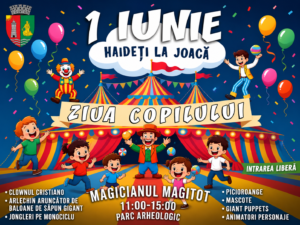 Afiș pentru evenimentul de Ziua Copilului organizat în Parcul Arheologic din Constanța