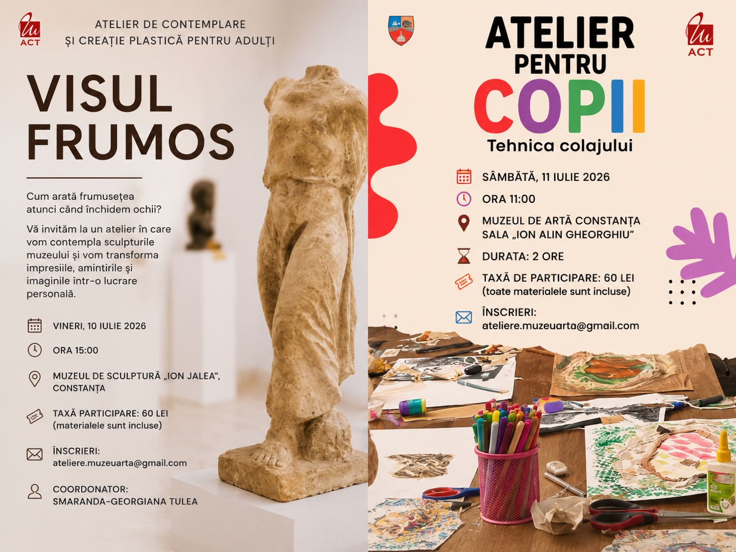 Ateliere creative pentru adulți și copii organizate de Muzeul de Artă Constanța