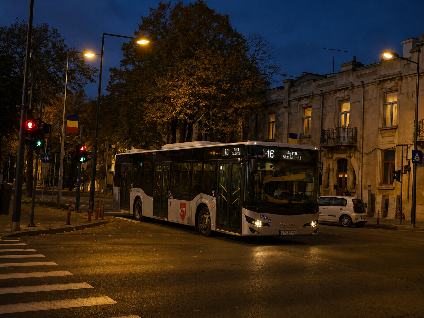 Iluminat public pe un bulevard din Constanța